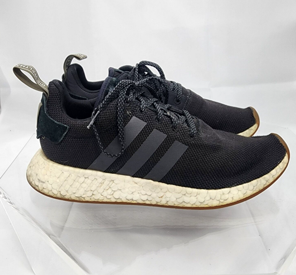 Adidas NMD R2 Boost Men 10.5 Black/Gum Sneakers Originals Running Shoes Knit